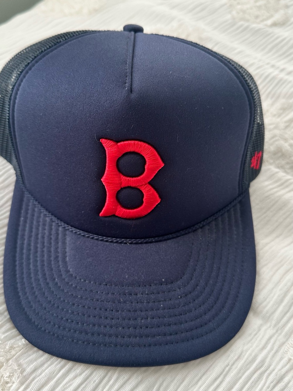 Navy Boston Red Sox Trucker Hat with Red 'B' Logo